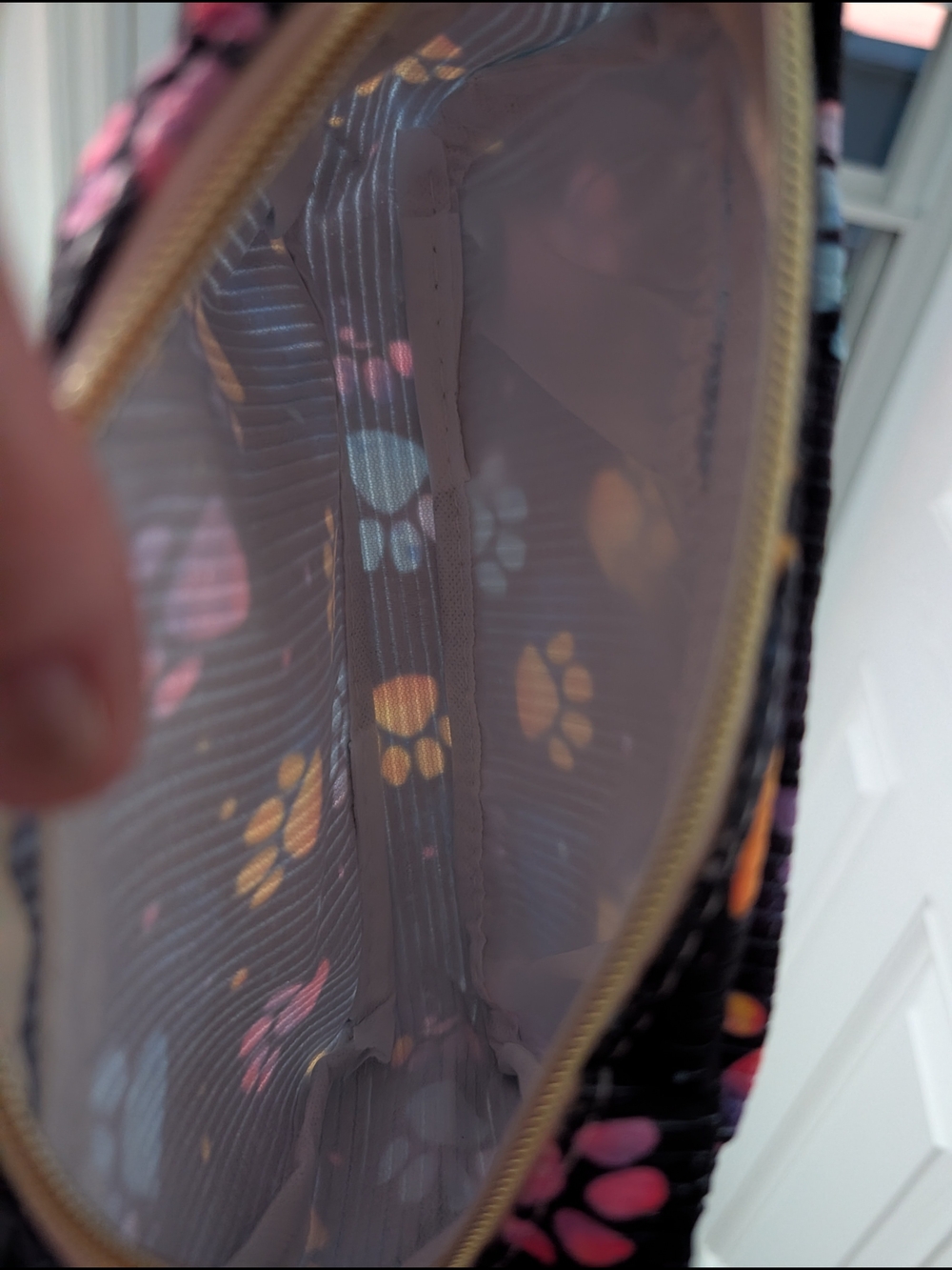 Black Paw Print Cosmetic Bag with Rainbow Paws - Picture 5 of 5